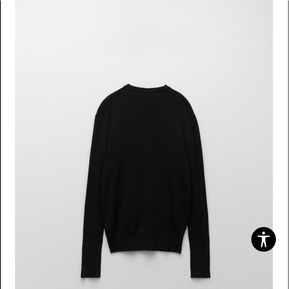 NEW! ZARA Basic V-Neck Sweater - Black (NWT) - Picture 3 of 8